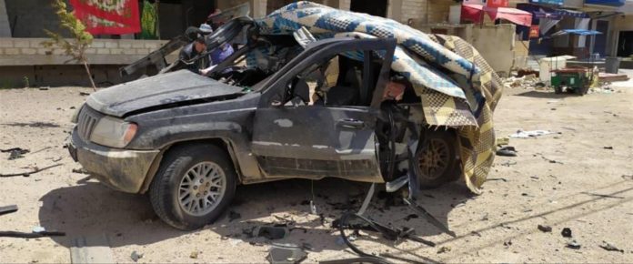 خودرو حامل افراد حزب الله لبنان، در نزدیکی مرز سوریه هدف موشک پهپاد قرار گرفت و منهدم شد