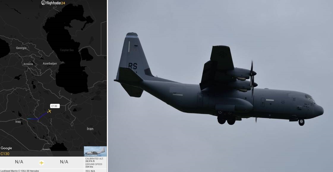 پرواز شبانه یک هواپیمای مشکوک C-130‌ از عراق به ایران!